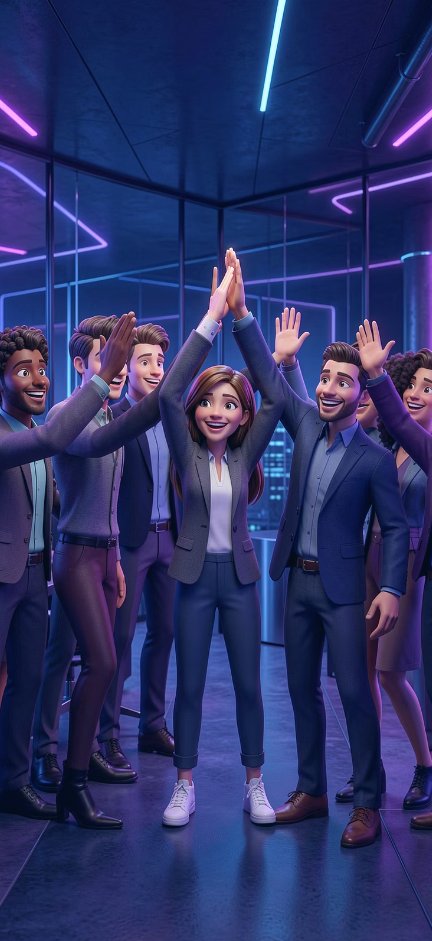 Team NuovAzienda celebra il successo di un nuovo imprenditore